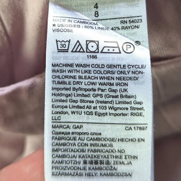 Gap Shorts Women's Size 4 Quartz Pink Self-Tie Paper High Waisted Bermuda Linen - Picture 7 of 8